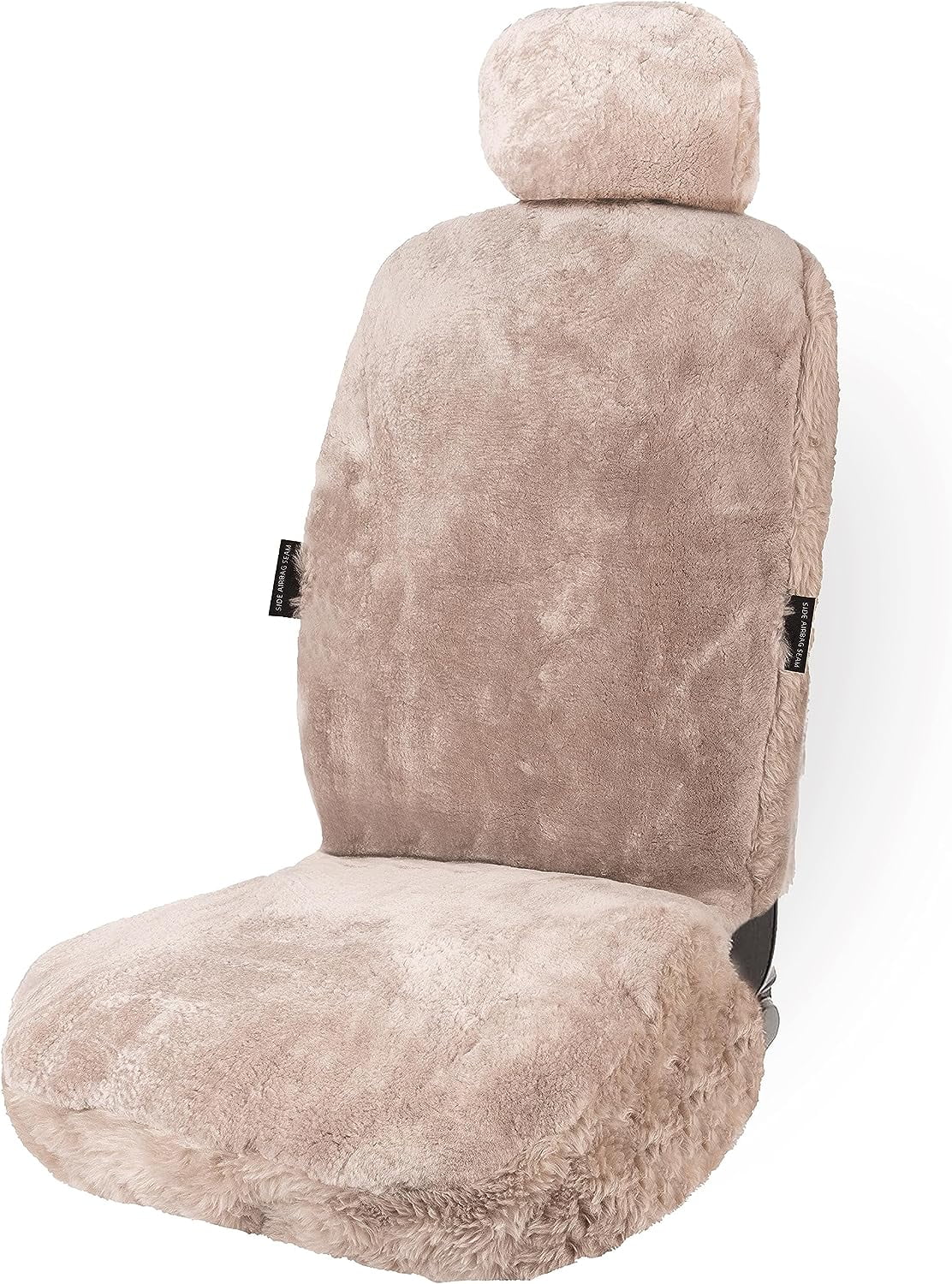 Zone Tech Genuine Sheepskin Ivory Car Seat Cover, Fluffy Luxury Wool Front Seat Covers, Universal Fits Car, Truck, SUV, & Van