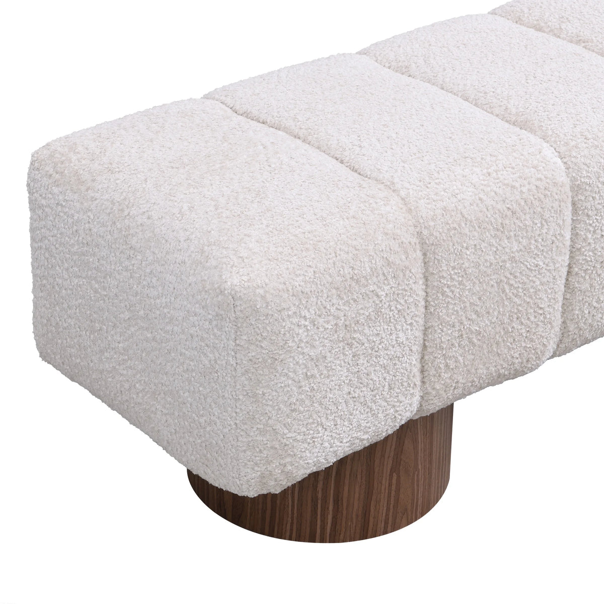 Christopher Knight Home Modern Mid-Century 64" Velvet Tufted Ottoman Bench, Faux Wood Legs, Light Gray