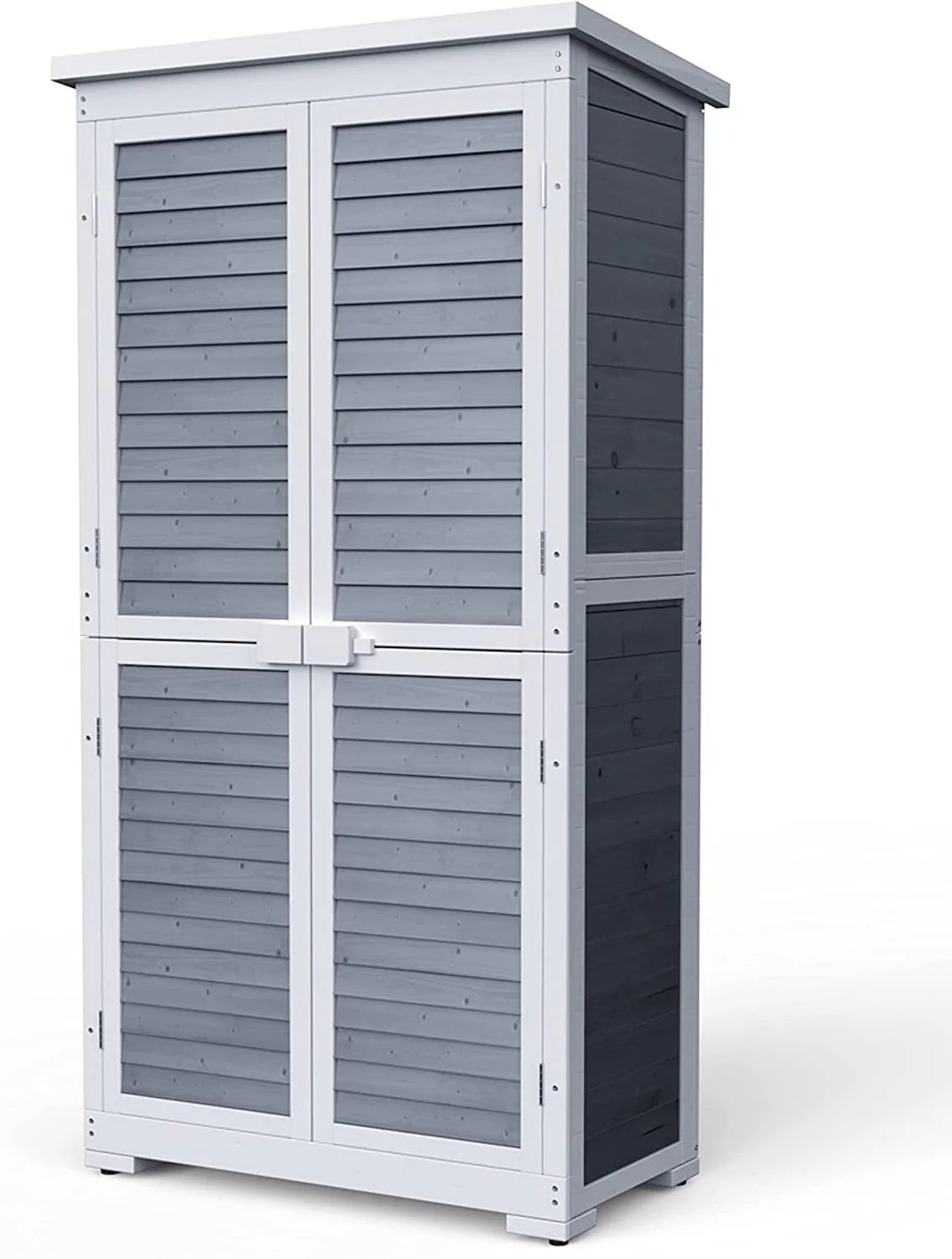 Lofka Outdoor Storage Cabinet Garden Shed w/ Asphalt Roof, Gray