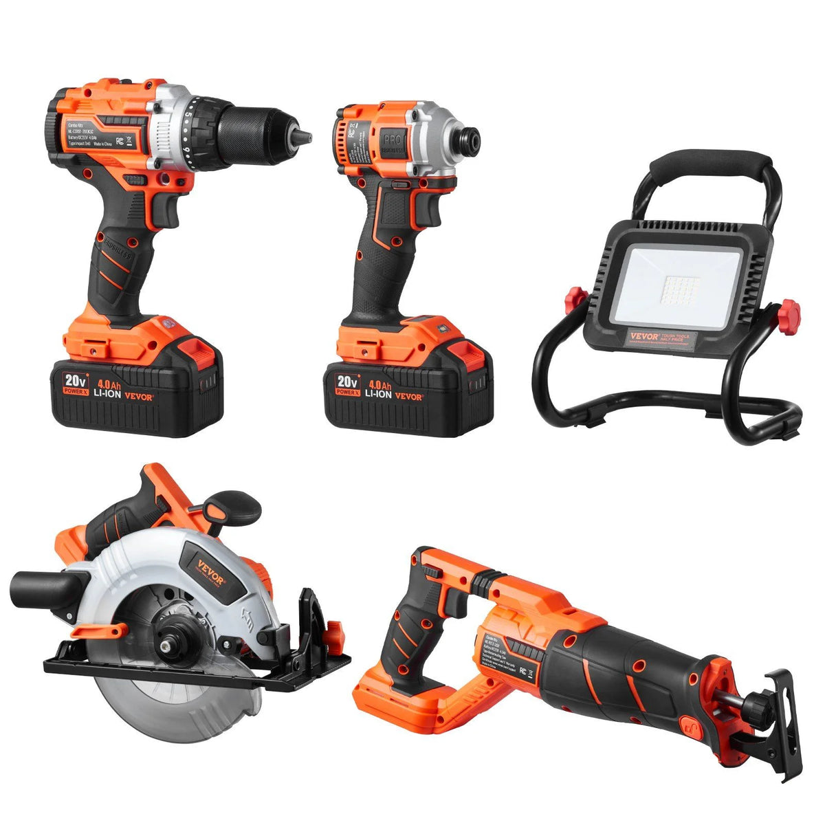 Tool Combo Kit 20V Brushless 5-Tool Cordless Power Tool Combo Kit with Batteries
