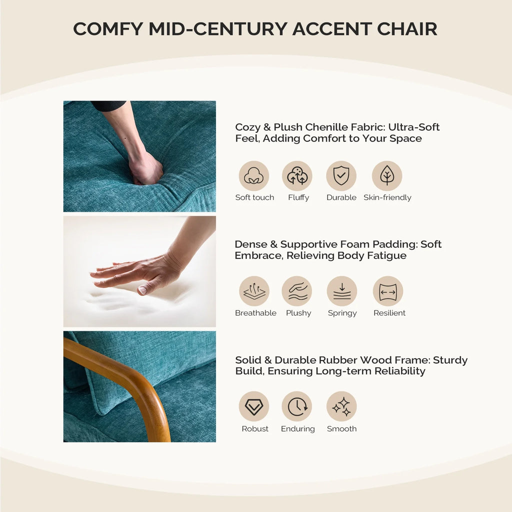 Ktaxon Accent Chair Corduroy Upholstered Armchair, Reading Club Chair with Pillow and Solid Wood Frame for Living Room Bedroom Furniture Off White