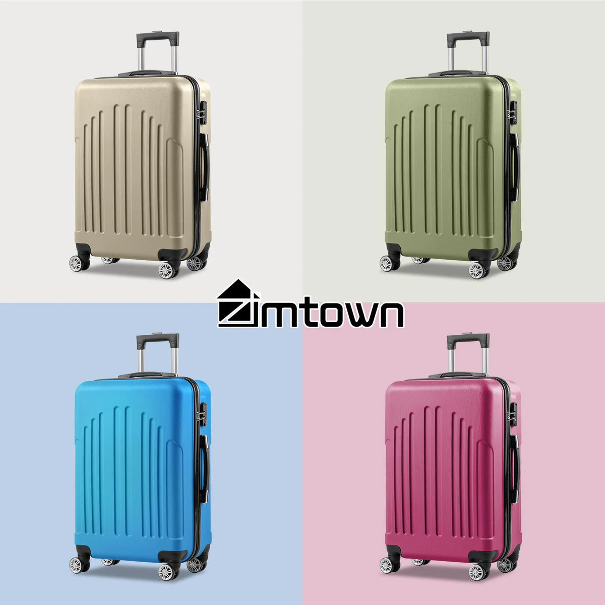 Zimtown 3 Piece Nested Spinner Suitcase Luggage Set With TSA Lock Royal Blue