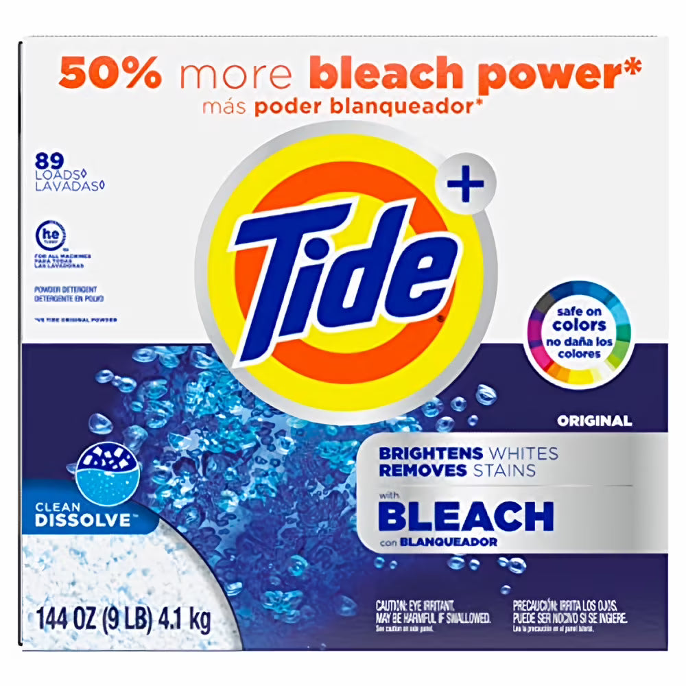 Tide Plus Bleach Powder Laundry Detergent 144 oz (Pack of 5)