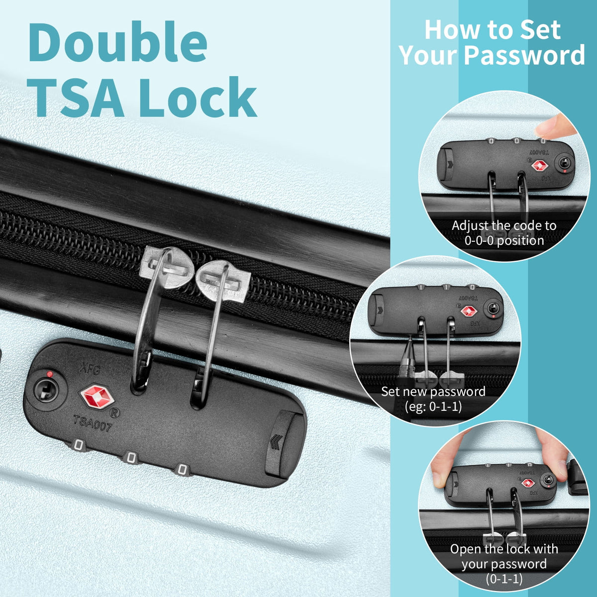 Zimtown 3 Piece Nested Spinner Suitcase Luggage Set With TSA Lock Royal Blue
