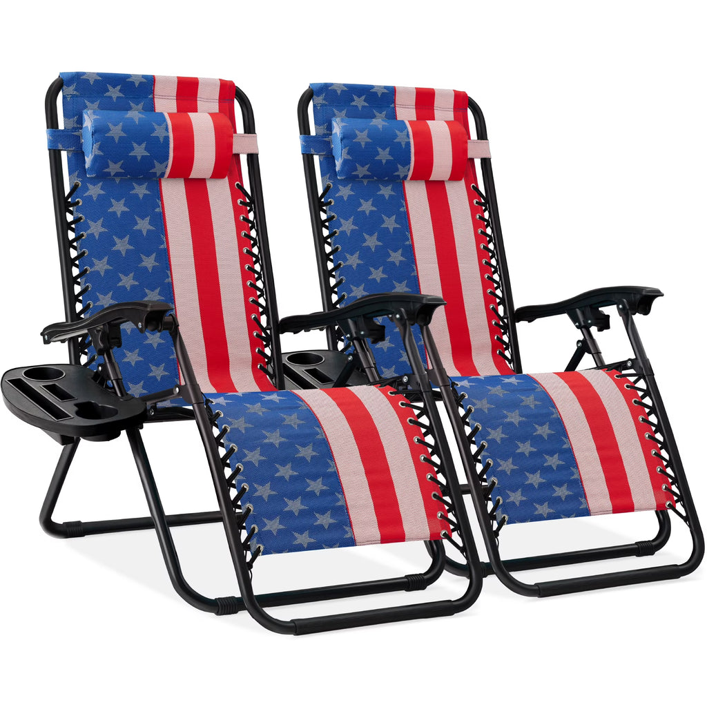 Best Choice Products Set of 2 Zero Gravity Lounge Chair Recliners for Patio, Pool w/ Cup Holder Tray - Gray