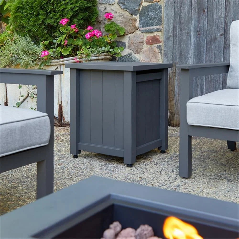 Real Flame Ortun Modern Metal/Plastic Propane Tank Cover in Gray