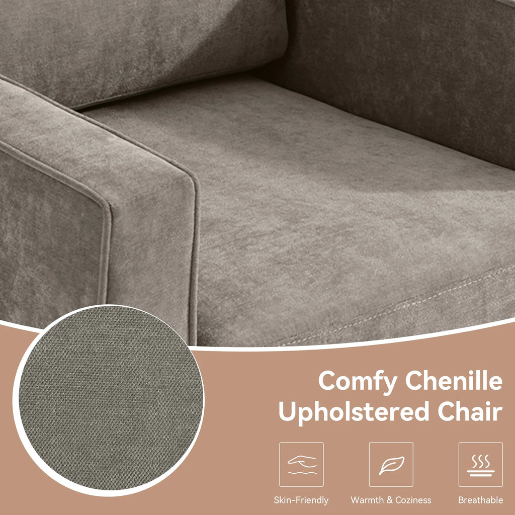 Swivel Accent Chair for Living Room, Modern Upholstered Barrel Arm Chair with Plump Back Pillow, Comfy Club Sofa Reading Chair for Adults (Chenille Navy, Set of 1)