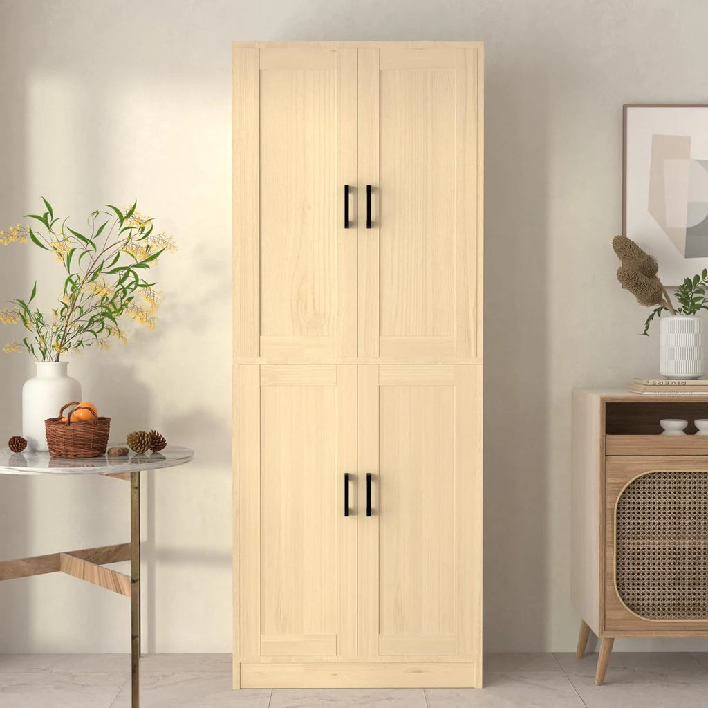 DIYART White Kitchen Pantry Cabinet, 71" Tall Kitchen Storage Cabinet with doors, Kitchen Pantry Hutch with Storage for Kitchen, Dining Room
