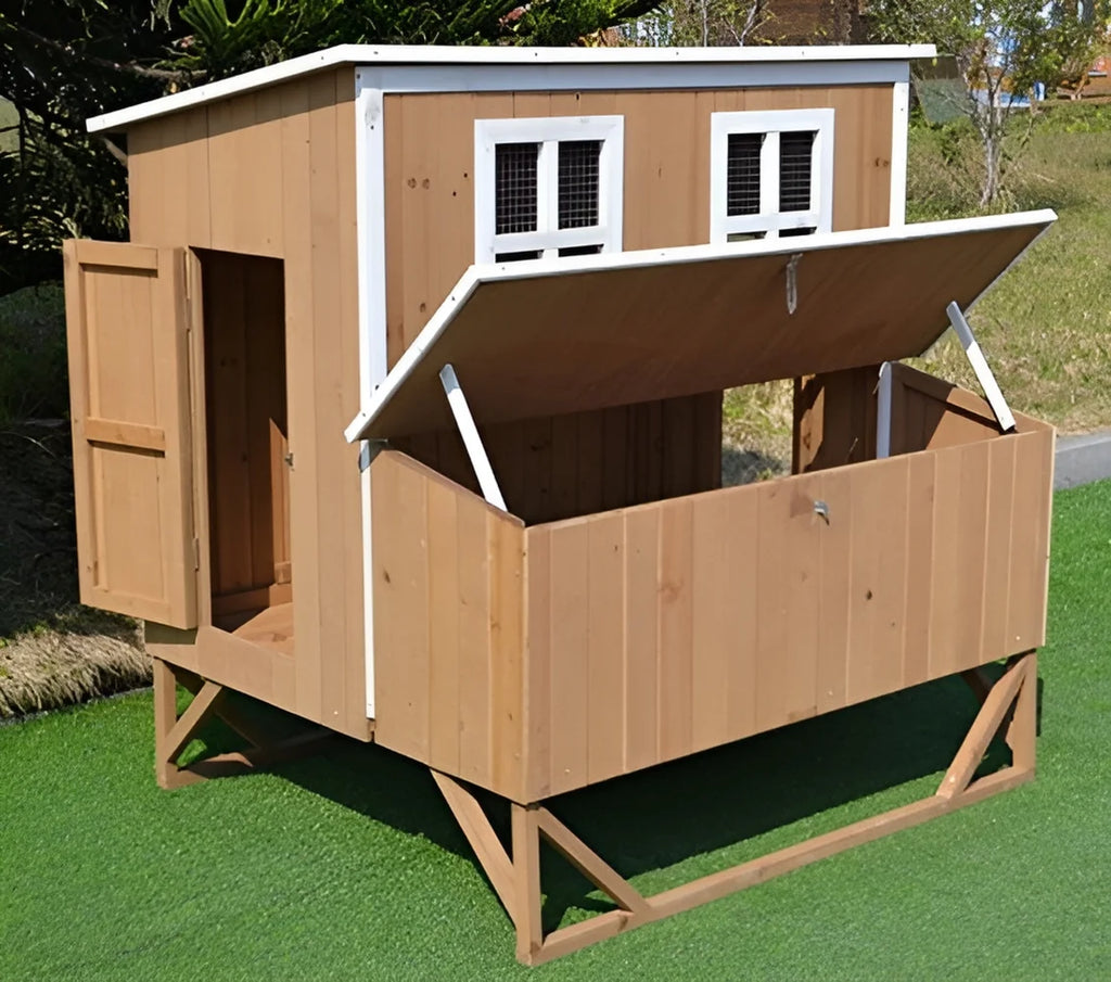 omitree Wooden Chicken Coop Hen House with 4 Nesting Boxes, Fits 4-8 Chickens
