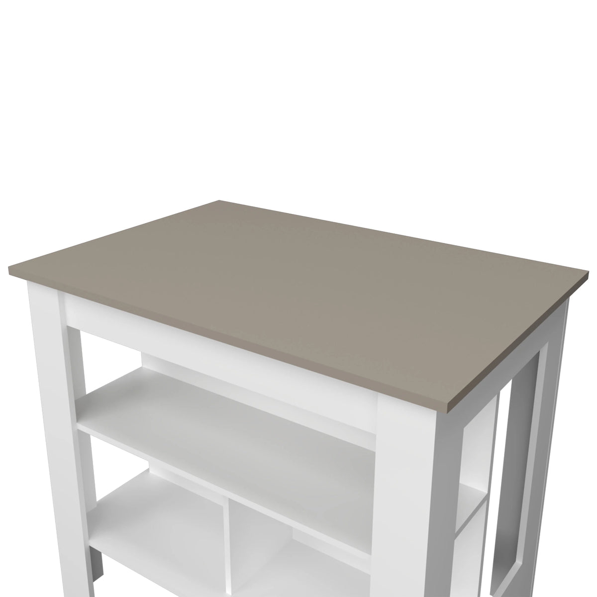 Cterwk Kitchen Island with Open Storage Shelf, Perfect for Living Room, Dining Room, Kitchen, Beige + White