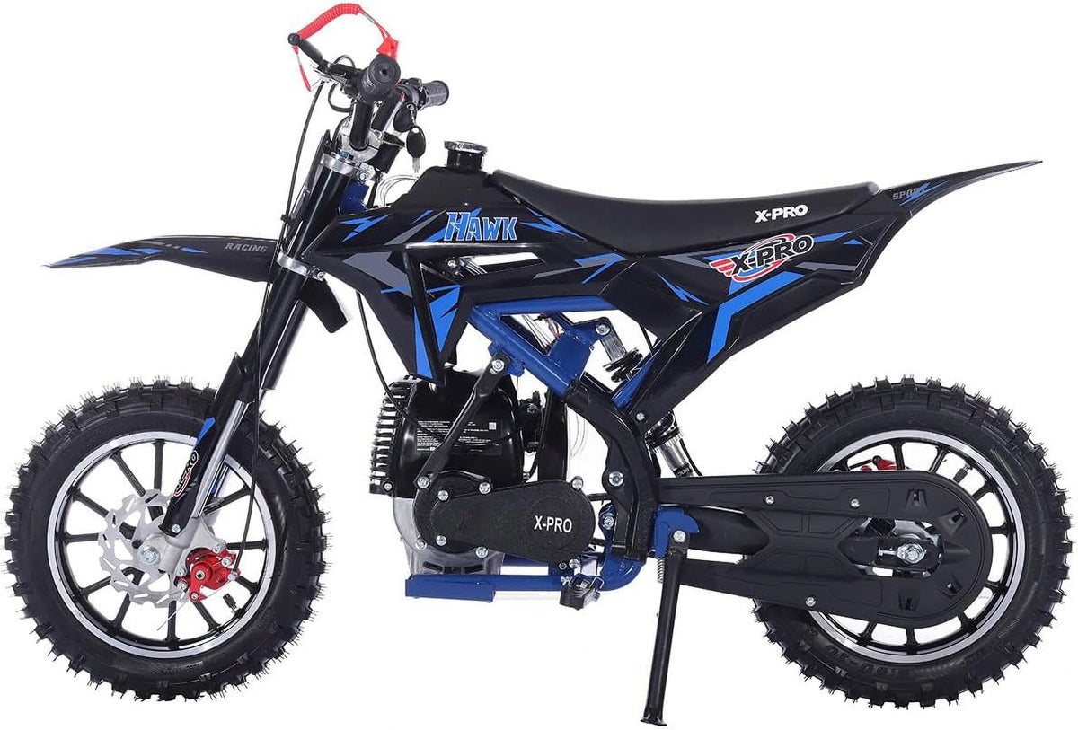 X-Pro Brand New Upgraded Hawk 40cc Gas Powered 4 Stroke Mini Pit Dirt Bike with Pull Start for kids 10" Wheels