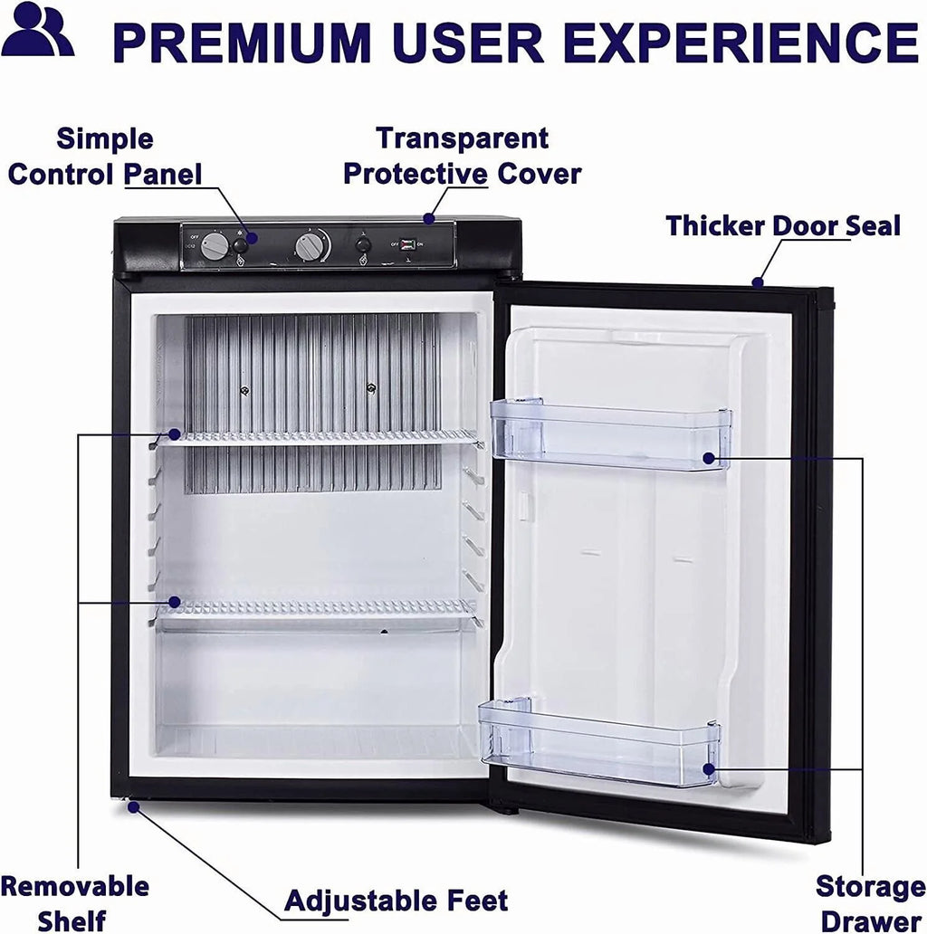 Smad 3 Way Caravan Propane Fridge 110V/12V/LPG Gas Refrigerator for RV Campervan 2.1 Cu ft