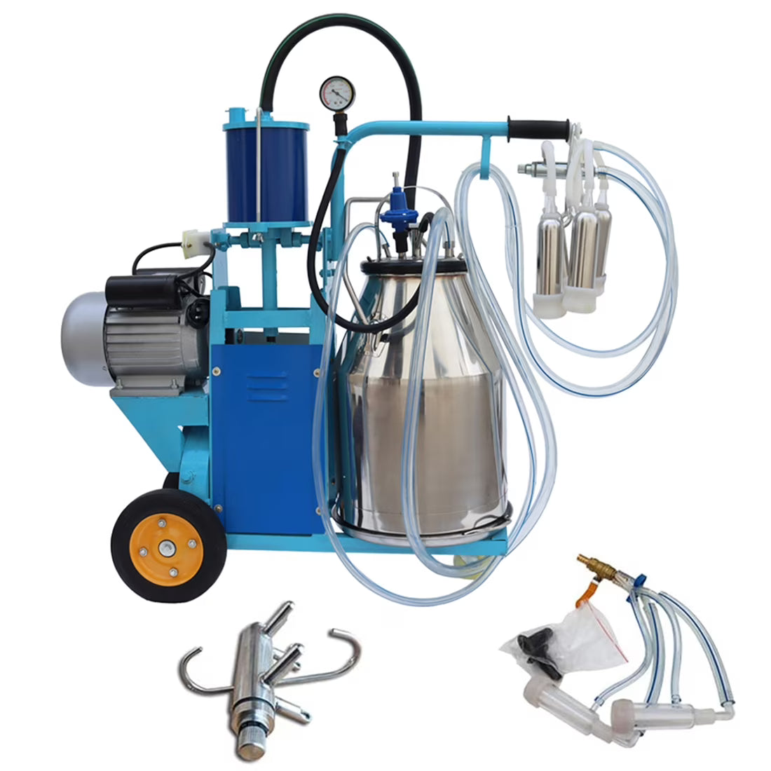 INTBUYING Electric Cow and Goat Piston Milking Machine with 25L Stainless Steel Bucket