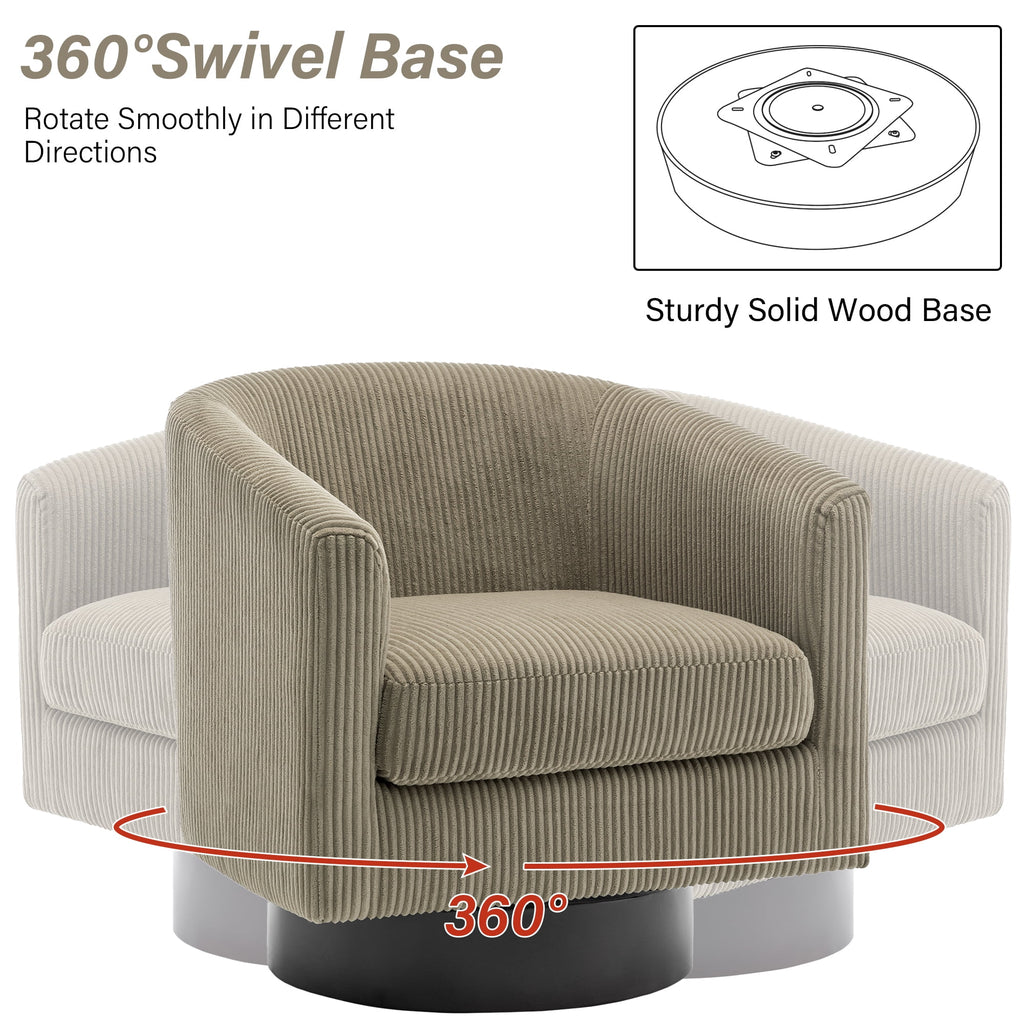 DREAMSIDEA Swivel Barrel Accent Chair for Living Room, Modern Upholstered Round Club Armchair-Cream