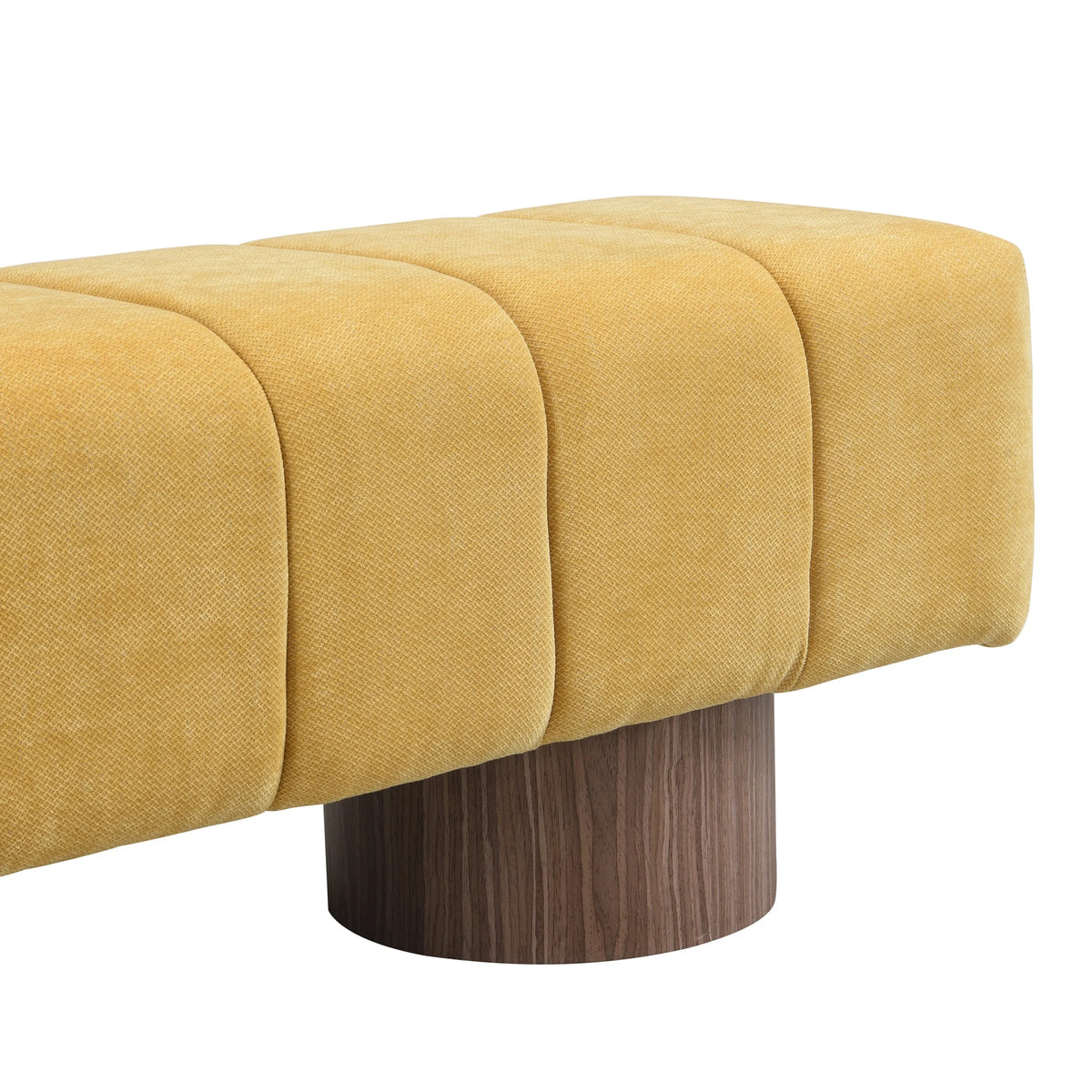 Christopher Knight Home Modern Mid-Century 64" Velvet Tufted Ottoman Bench, Faux Wood Legs, Light Gray