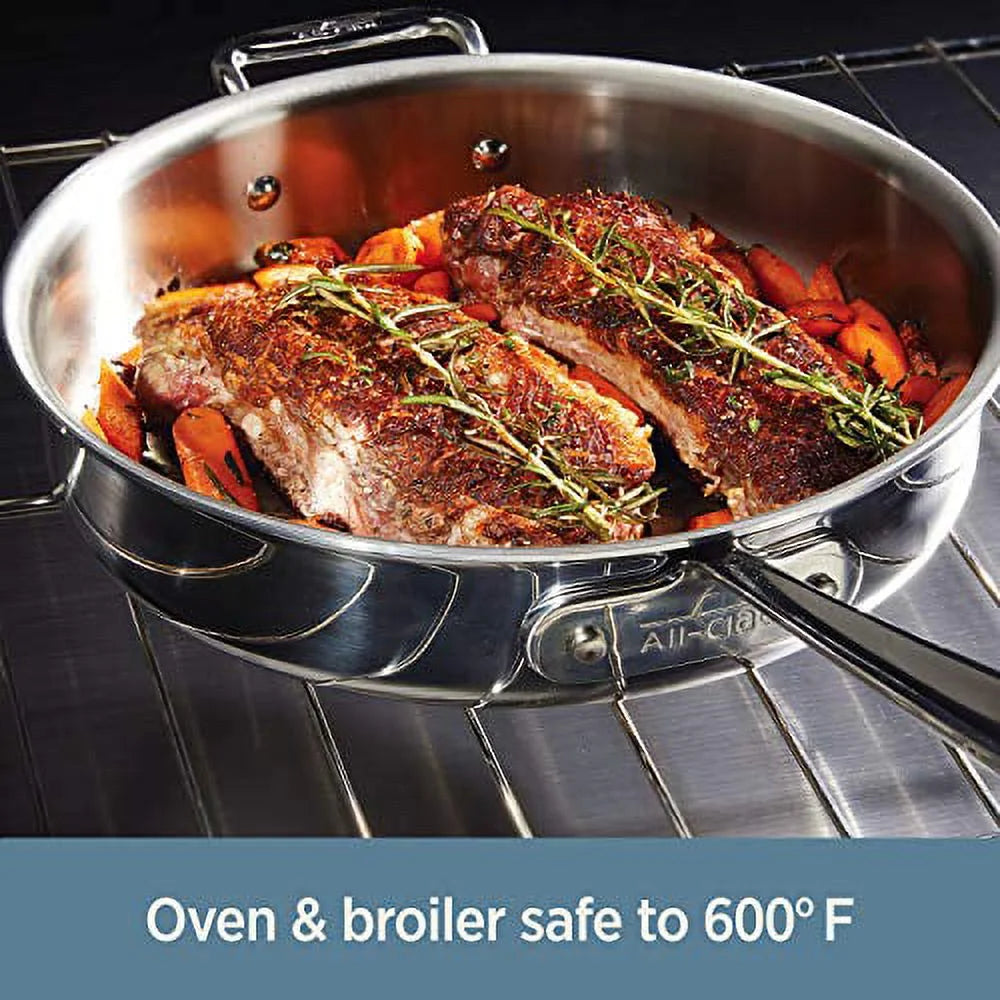 All-Clad D3 Stainless 3-Ply Bonded Cookware, Fry Pan with Lid, 10 inch