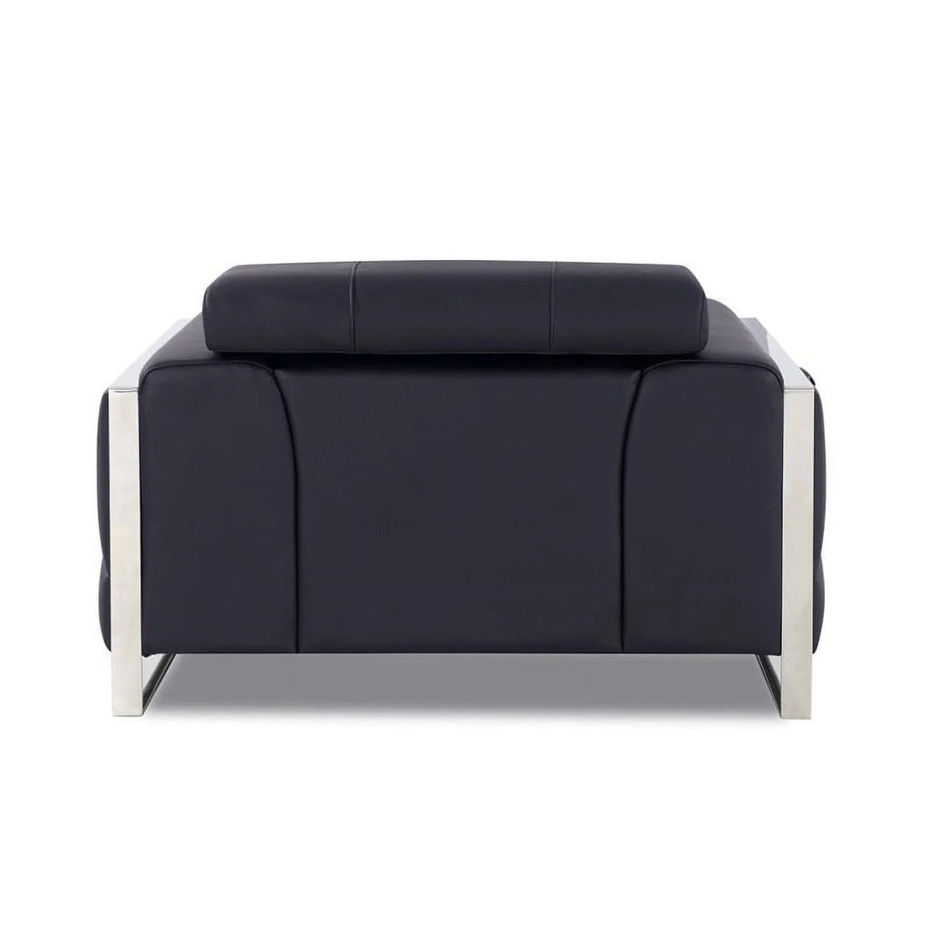 Titan Furnishings 18.5" Modern Genuine Italian Leather Chair in Black