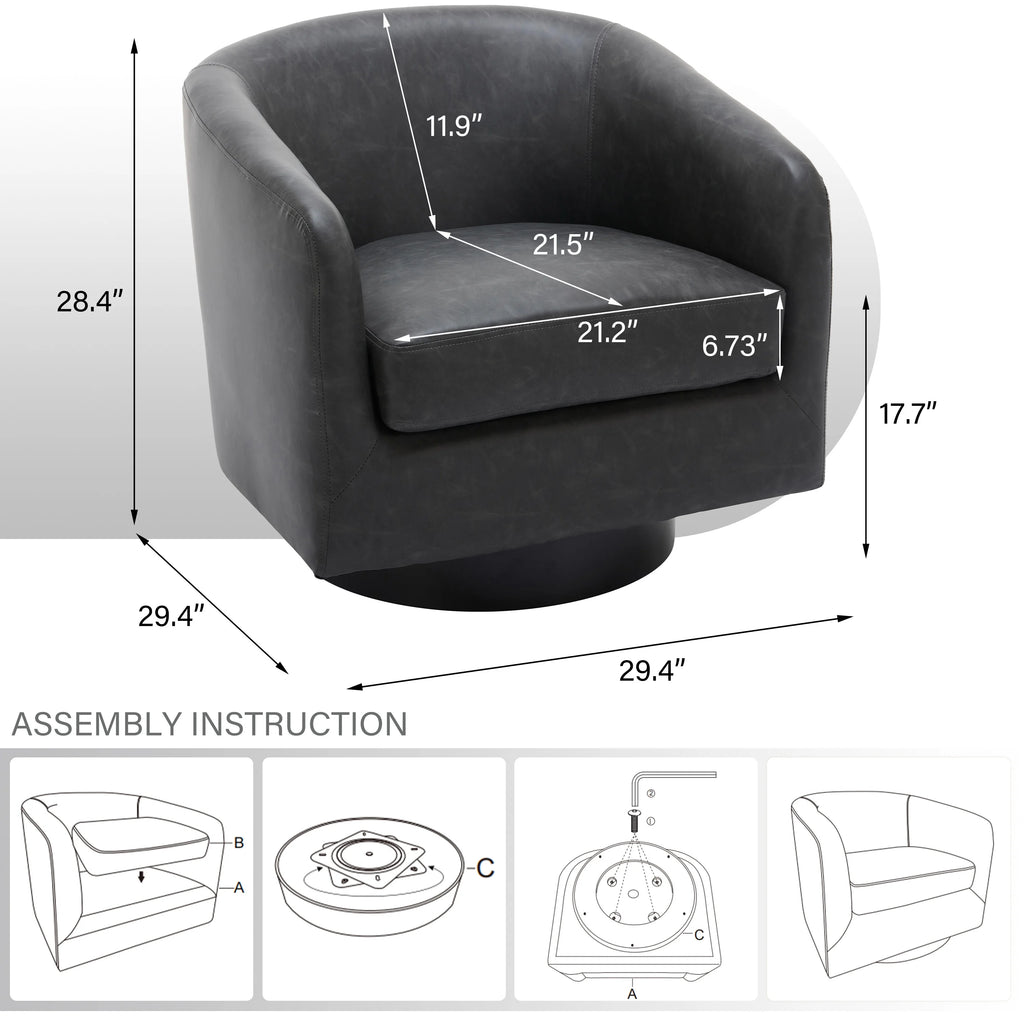 DREAMSIDEA Swivel Barrel Accent Chair for Living Room, Modern Upholstered Round Club Armchair-Cream