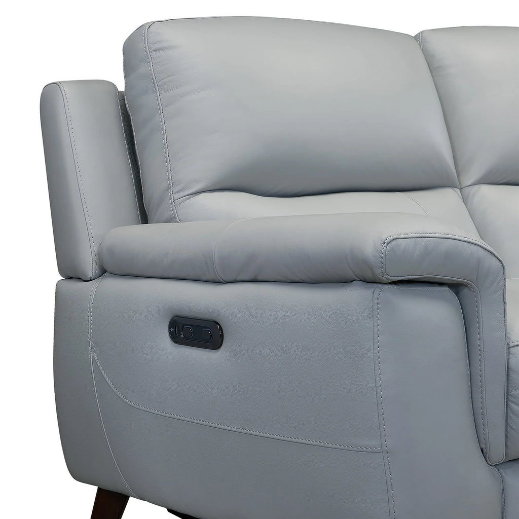Lizette Top Grain Leather Dove Grey Power Recliner Sofa with USB
