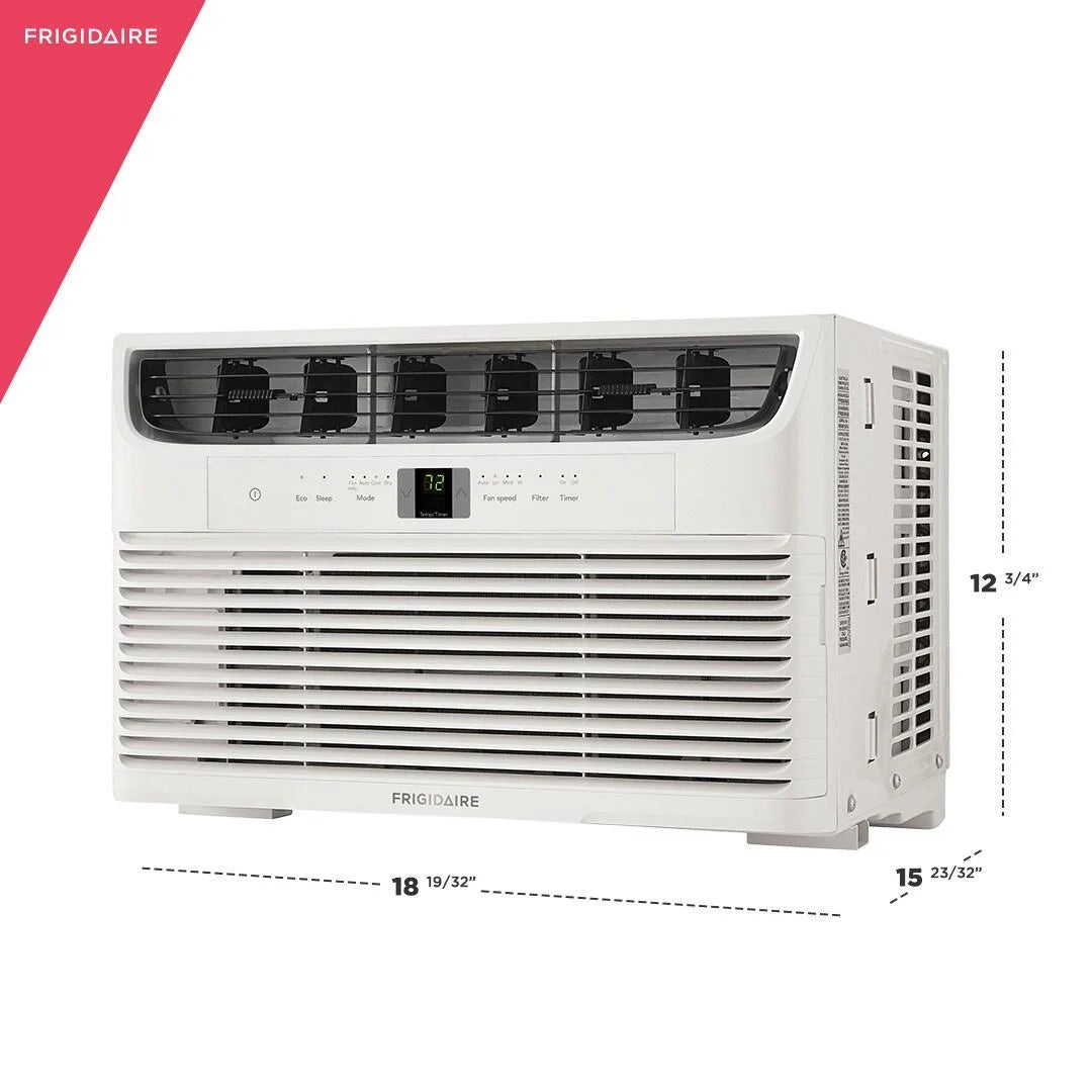 Frigidaire FFRA062WA1 19" Window-Mounted Air Conditioner with 6000 BTU Cooling Capacity; Sleep Modem; Programmable 24-Hour On/Off Timer and Remote Control in White