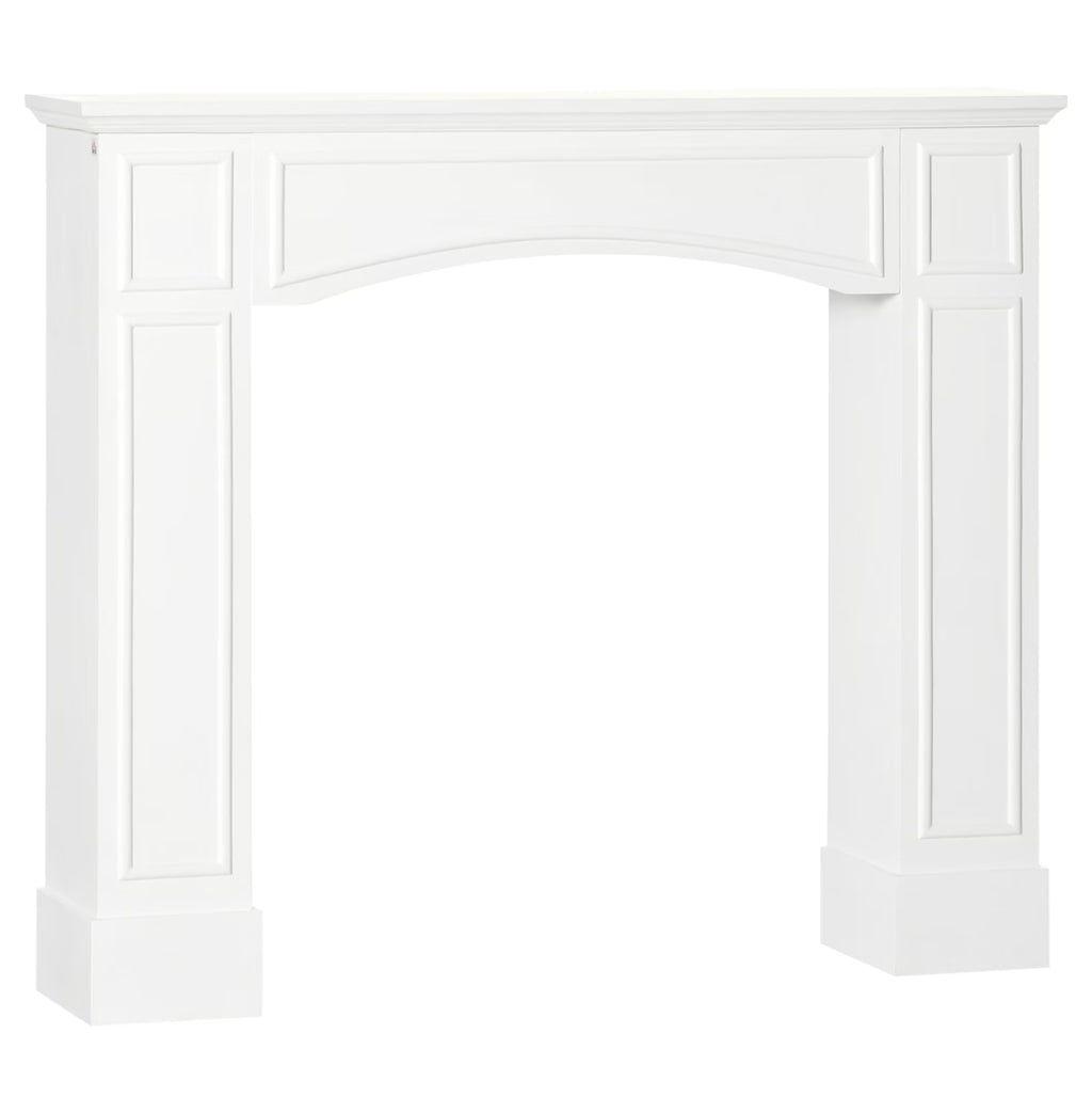 Modern Fireplace Mantel, Surround Mantels for Fireplace with Decorative Pattern Interior Width 29" White