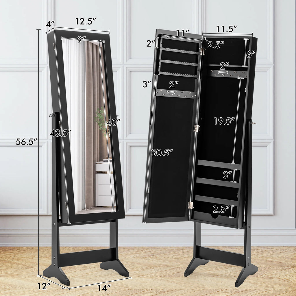 Costway Jewelry Mirrored Cabinet Armoire Organizer Storage Box w/ Stand Christmas Gift
