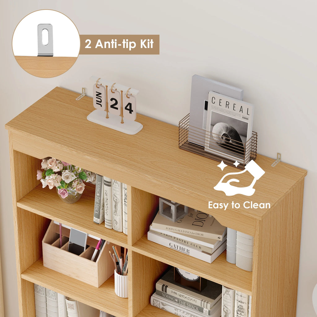 Homfa Double Row 6 Tier Bookcases, 71 in Tall Bookcase Bookshelf with 4 Drawers and 8 Display Cubicles, for Home Office Living Room, White