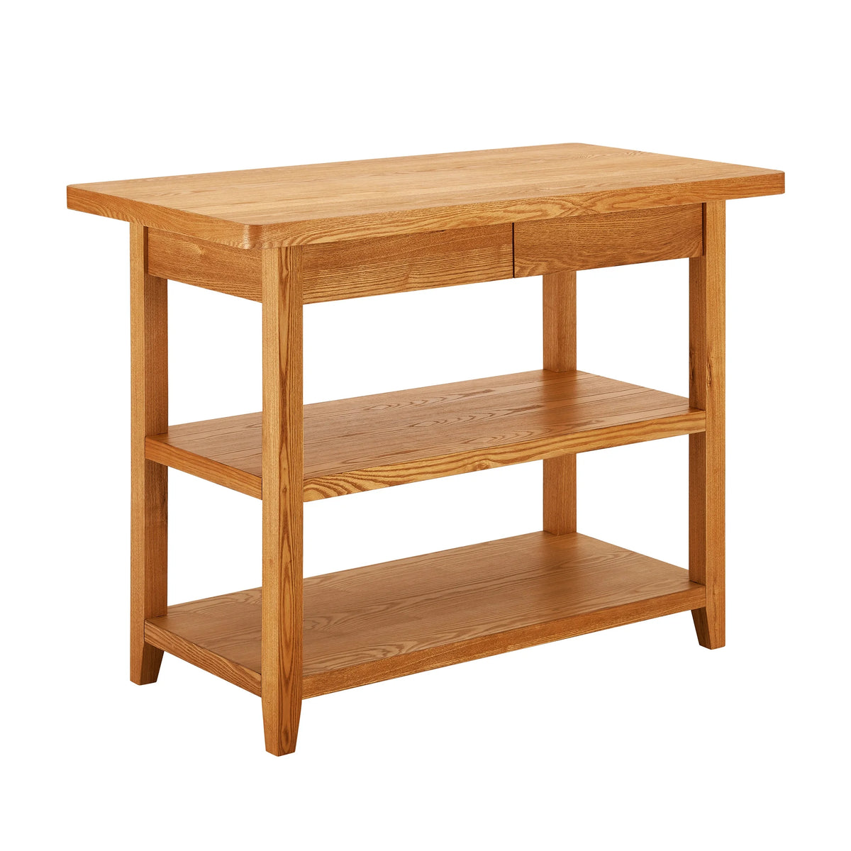 Better Homes & Gardens Reading Wood Kitchen Island with 2 Shelves and Drawers, Walnut Color
