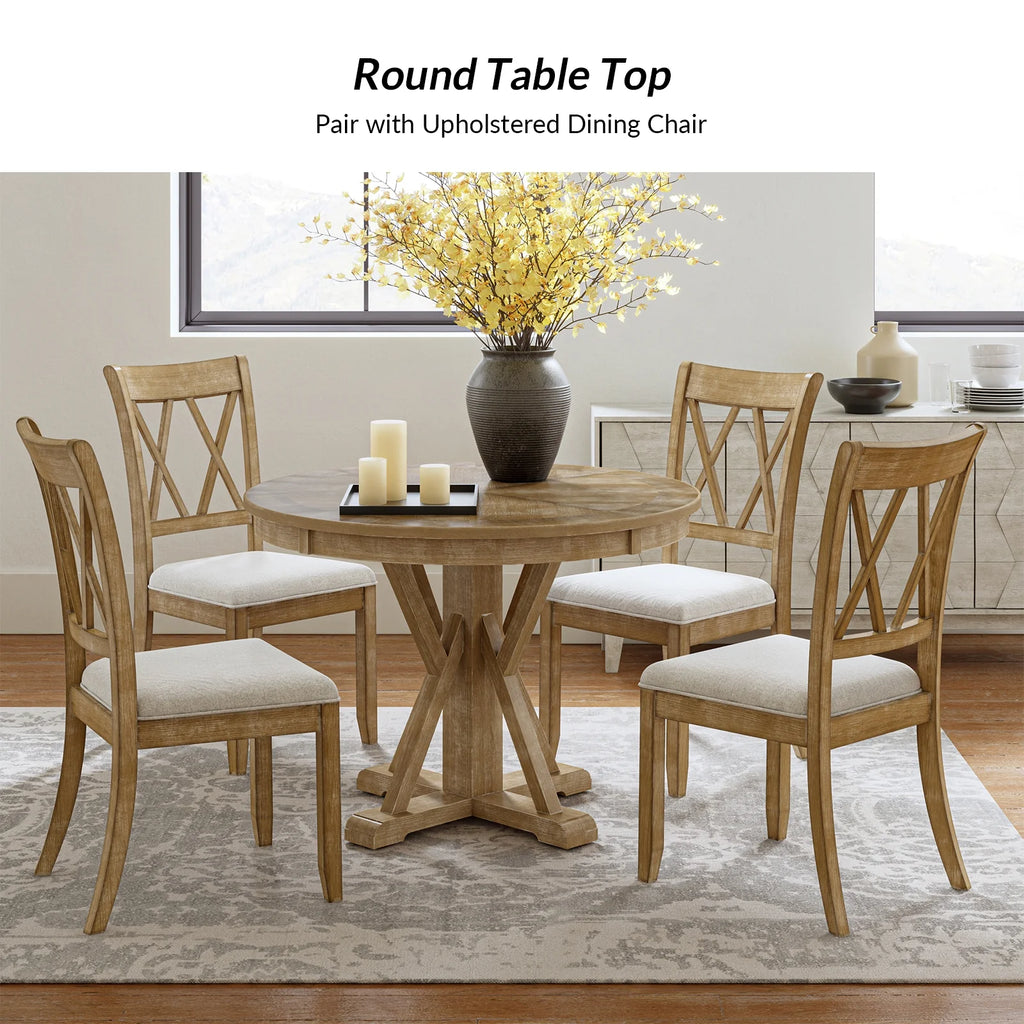 Farmhouse Solid Wood Dining Chairs Upholstered Armless Side Chairs Set of 4 Crossing High Backrest Living Room Kitchen