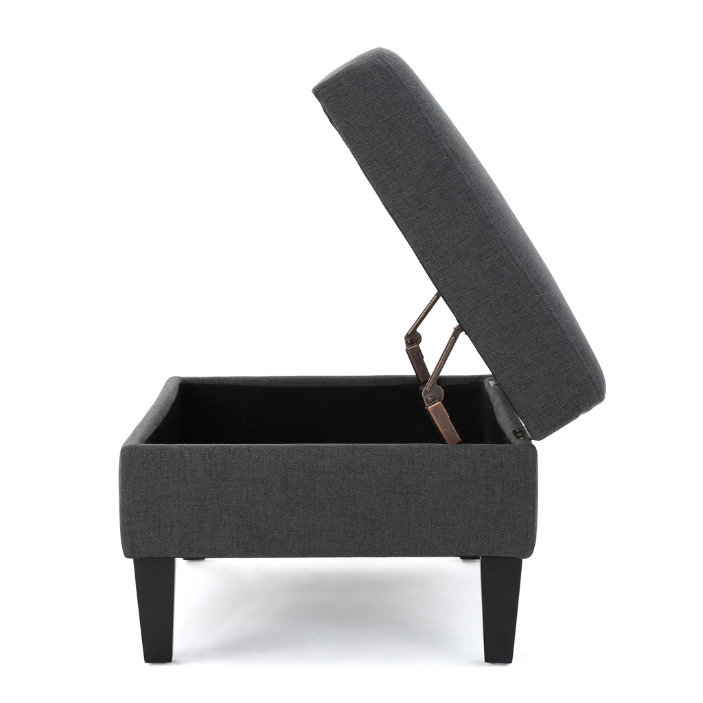 Noble House Sahara Fabric Storage Ottoman, Dark Grey