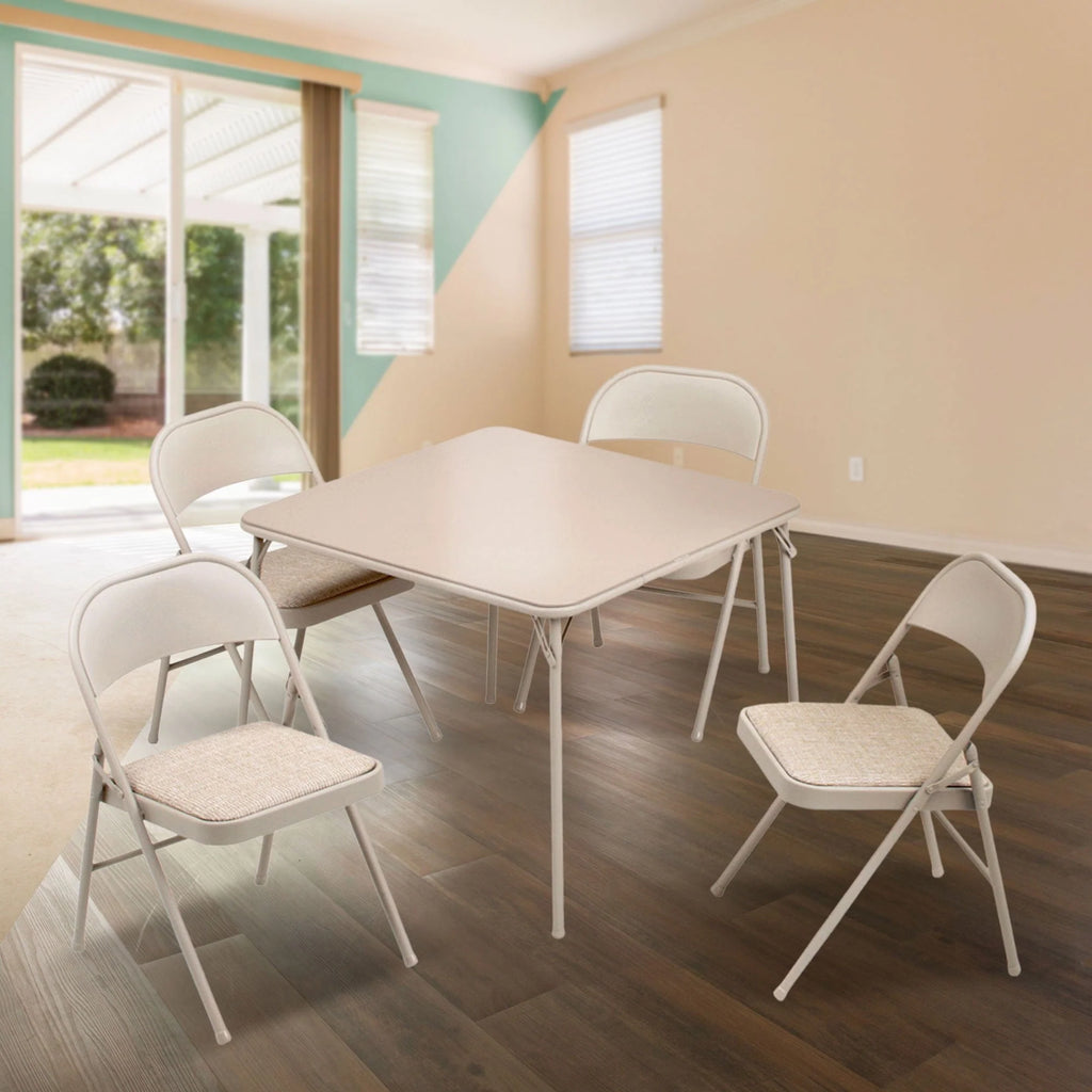 MECO Sudden Comfort 5 Piece 34x34 Card Table and 4 Chairs Folding Furniture Set