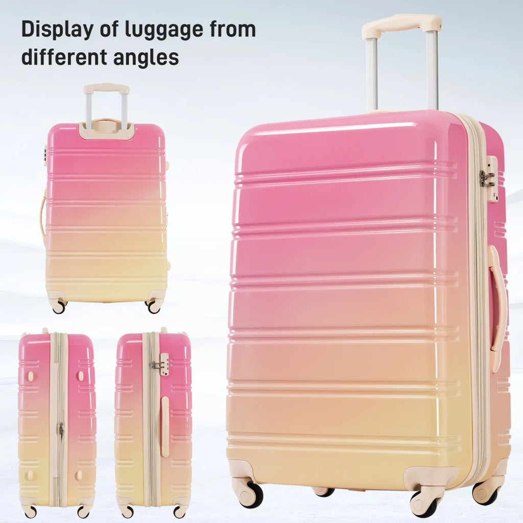 3 Piece ABS Luggage Set, Luggage with Spinner Wheel & TSA  20/24/28 inch, Purple