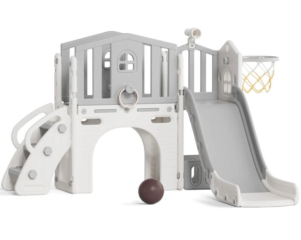 Korimefa 11-in-1 Toddler Slide Set with Golf, Basketball Hoop, Kids Slide for Toddlers Age 1-4, Climber Slip and Slides, Baby Outdoor Toys