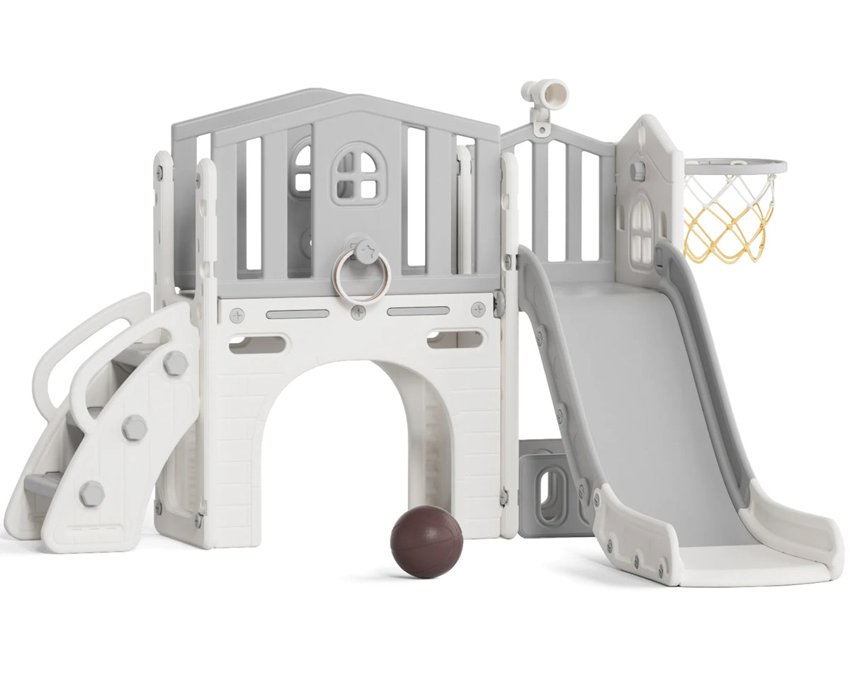 Korimefa 11-in-1 Toddler Slide Set with Golf, Basketball Hoop, Kids Slide for Toddlers Age 1-4, Climber Slip and Slides, Baby Outdoor Toys