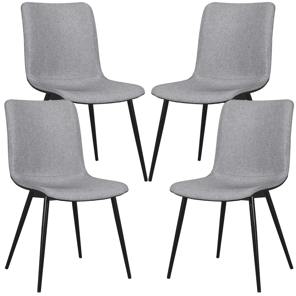 Yaheetech Set of 4 Dining Chairs for Kitchen Living Room,Gray, (Linen, PVC)