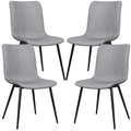 Yaheetech Set of 4 Dining Chairs for Kitchen Living Room,Gray, (Linen, PVC)
