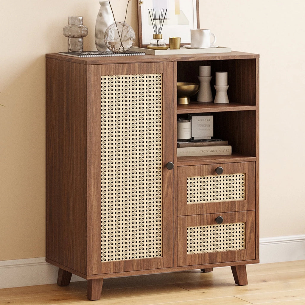 STARY Sideboard Buffet Cabinet, Accent Cabinet with Drawers and Adjustable Shelf for Kitchen, Living Room, Entryway, Nature