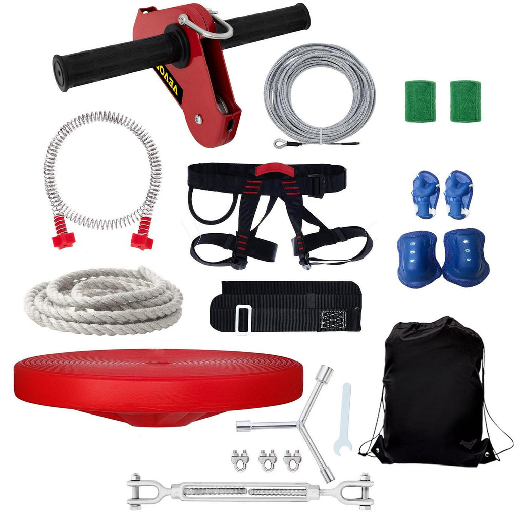 VEVOR Zip line Kits for Backyard 40ft. Zip Lines for Kid and Adult. Included Swing Seat. Zip Lines Brake. and Steel Trolley. Outdoor Playground Equipment
