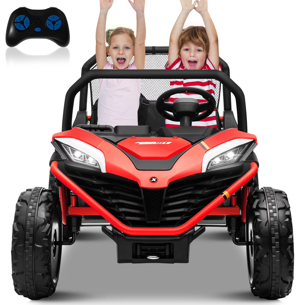 OTTORD 24 V Ride on Car UTV 2 Seater, 2x200W Electric Car Truck with Metal Frame, Brake&Gas Pedal, EVA Tires,3 Speed (Purple Pink)