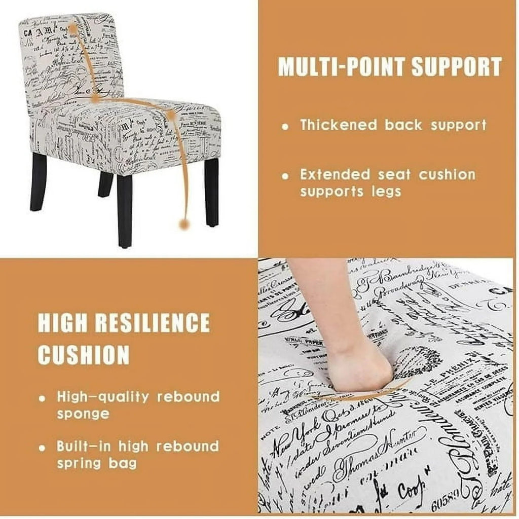 NiamVelo Accent Chairs Set of 2 Fabric Chair for Living Room Modern Design Armless Dining Chairs, Comfy Upholstered Single Sofa Chairs Side Chairs, White