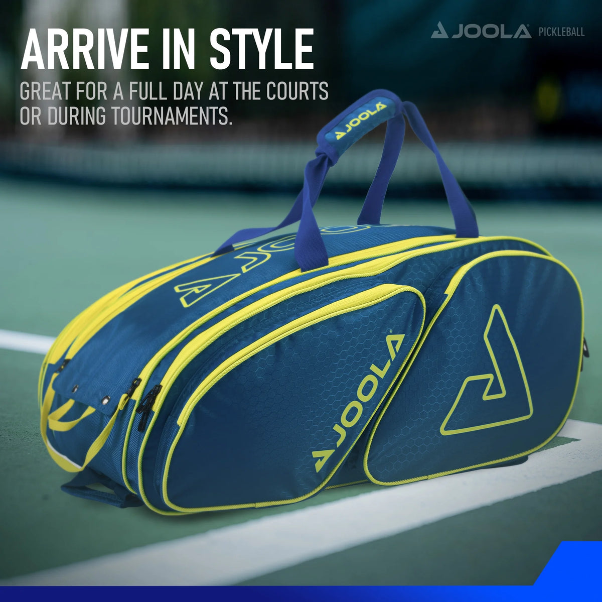 JOOLA Tour Elite Pickleball Bag, Backpack, Duffle Bag for Pickleball and Racket Sports, Black/Yellow