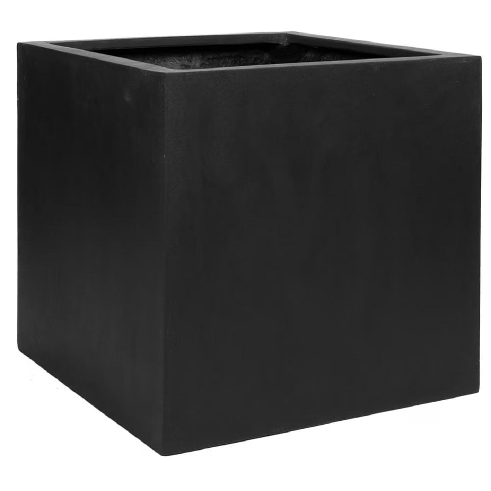 Pottery Pots Natural Block Square Planter Pot Indoor Outdoor Fiberstone Planter Box 16-in - Medium - 16" Grey