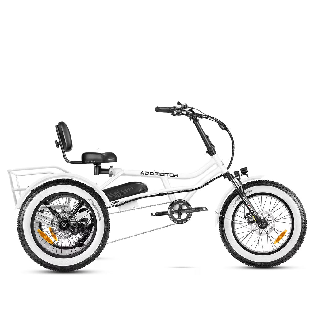 Addmotor M-360II Semi-Recumbent Electric Trike, 85MI, Fat Tire 3 Wheel Electric Bike for Adults, 750W 48V 20Ah Electric Tricycle for Seniors, 20" Electric Trike with Speed Differential, Green