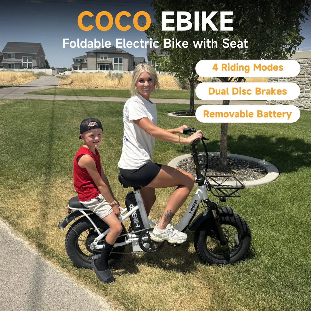 1200W Peak Folding Electric Bike for Adults, 48V 13Ah Removable Battery Ebike, 16��4�� Fat Anti-Puncture Tires, Front Suspension, Compact Foldable E-Bike for Easy Storage, UL 2849, White