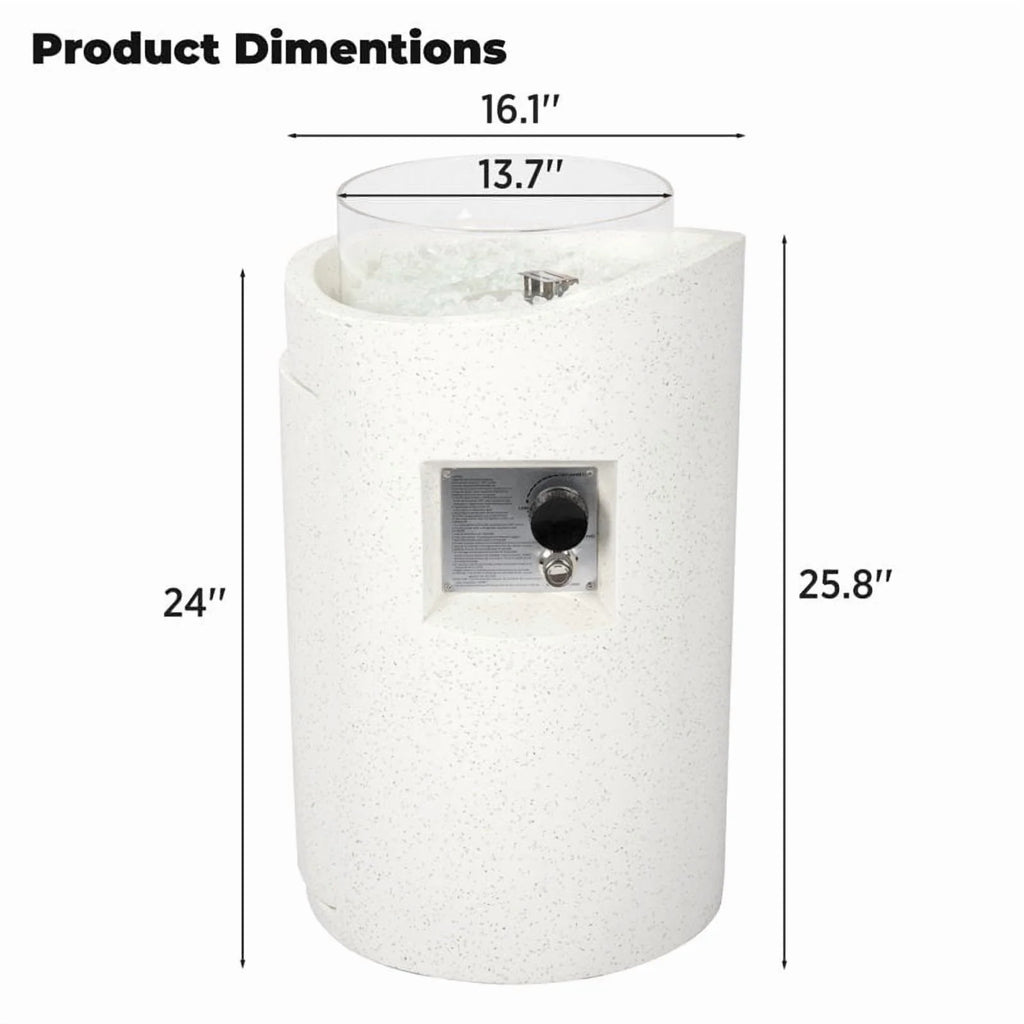 NAGA BAHNA 21" Round Propane Fire Pit 50,000BTU Terrazzo Gas Fire Pit with Glass Stones