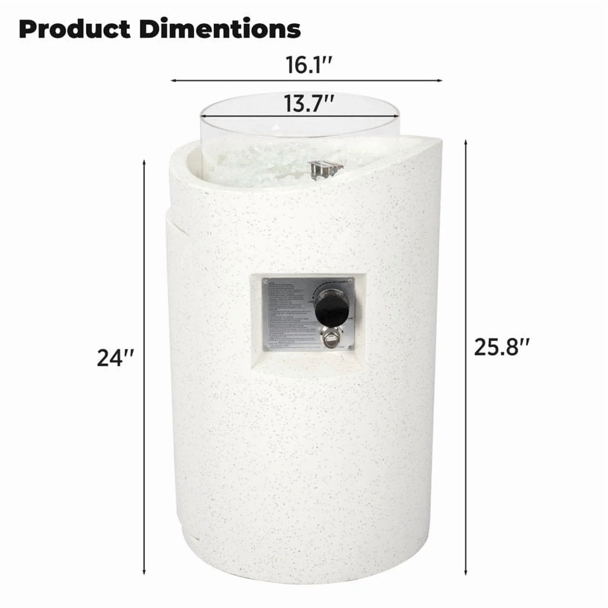 NAGA BAHNA 21" Round Propane Fire Pit 50,000BTU Terrazzo Gas Fire Pit with Glass Stones