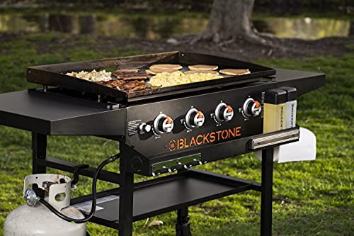 1984 Original 36 Inch Front Shelf, Side Shelf & Magnetic Strip Heavy Duty Flat Top Griddle Grill Station for Kitchen, Camping, Outdoor, Tailgating, Black