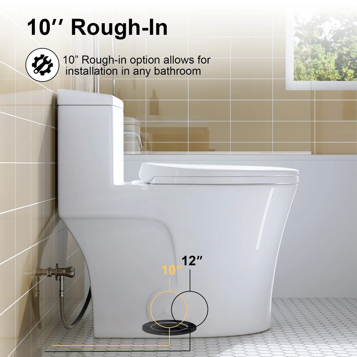 HOROW Compact One Piece Toilet with Comfort Seat ADA Height 17.3" Elongated Dual Flush 0.8/1.28 GPF
