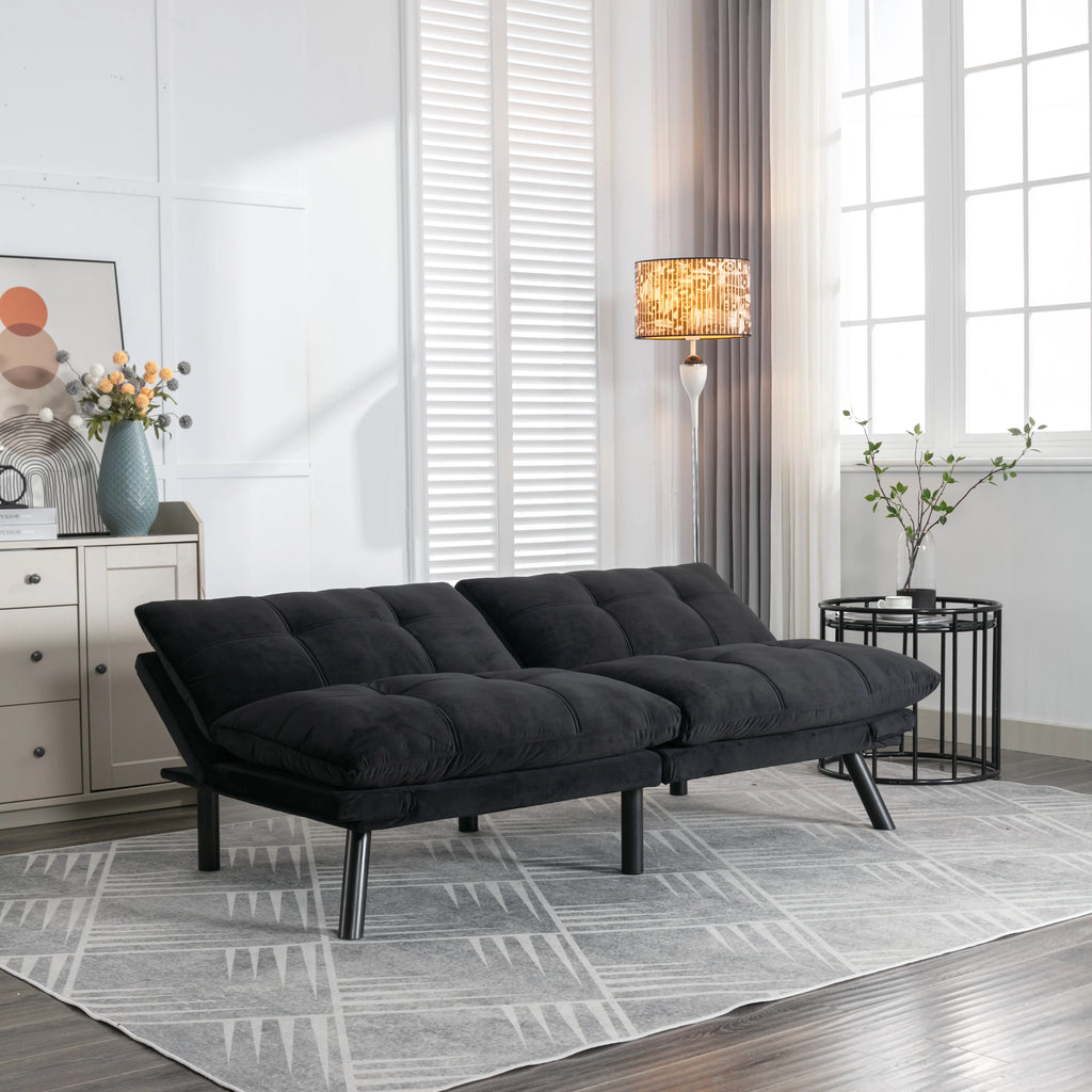 PAPROOS Convertible Sofa Bed, Folding Futon Sofa Bed, Upholstered Sofa Bed Couch, Loveseat Sleeper Sofa for Small Space, Apartment, Living Room, Cream