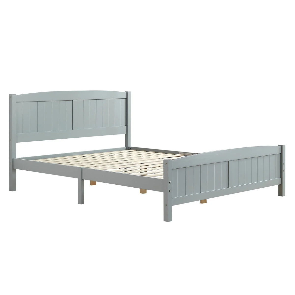 Zimtown Queen Bed Frame,Solid Pine Wood Kids Twin Platform Bed Frame, Bedroom Queen Bed with Headboard for Adults, Gray